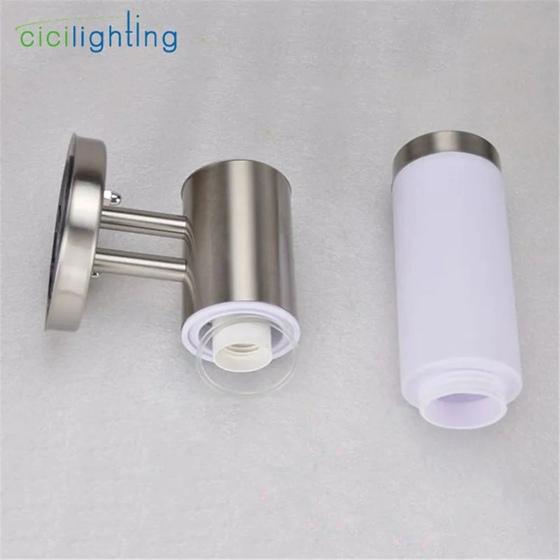 Afralia™ Outdoor Stainless Steel LED Wall Light with Milky Lampshade