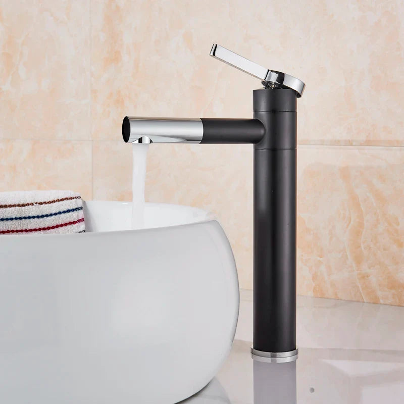 Afralia™ Chrome Black Basin Faucet Swivel Spout Bathroom Mixer Hot Cold Tap