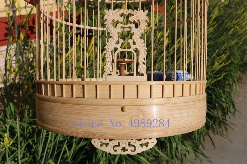 Bamboo Parrot Birdcage by Afralia™: Retro Ostrich Cage, Self-assembly Outdoor Hanging Decor for Pets