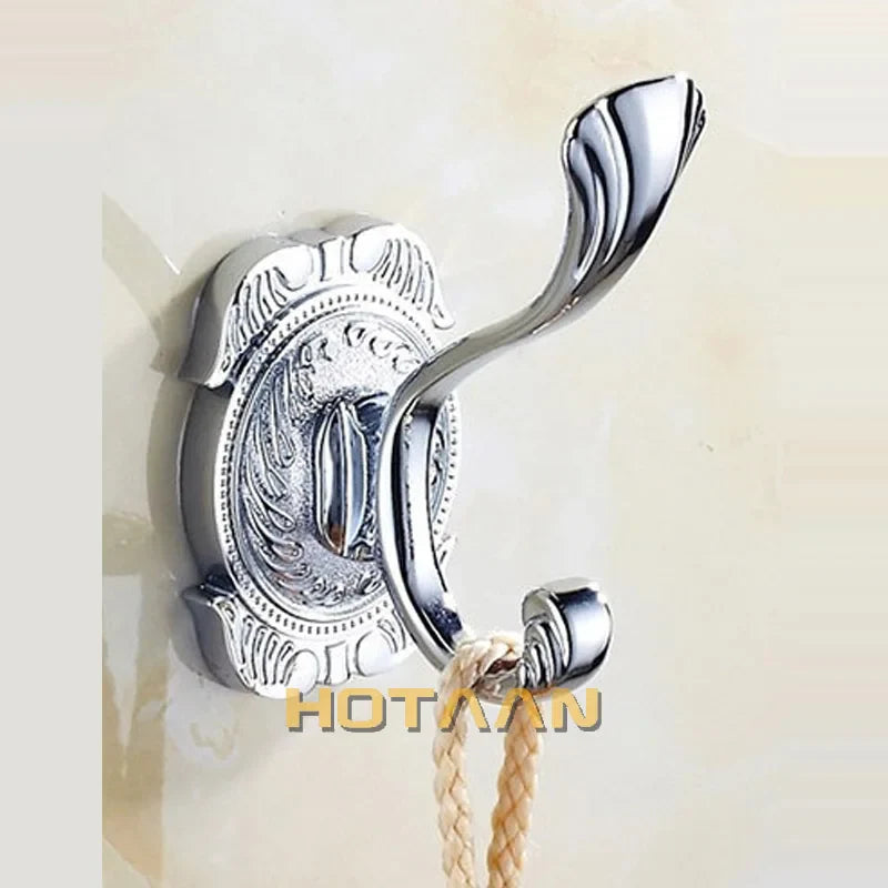 Afralia™ Gold Chrome Wall Hooks, Clothes Hanger, Towel Coat Robe Hook Set