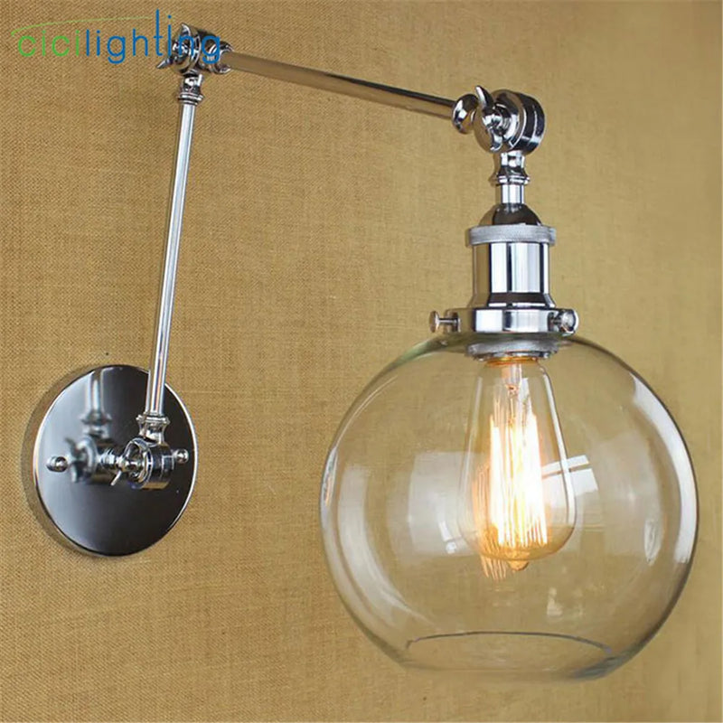 Afralia™ Globe Glass Swing Arm Wall Lights - Elegant Home Lighting Sconce Fixture