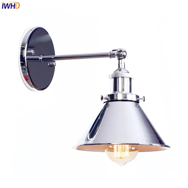 Afralia™ Vintage Silver Wall Lamp Sconces, Retro Industrial Home Lighting Fixtures