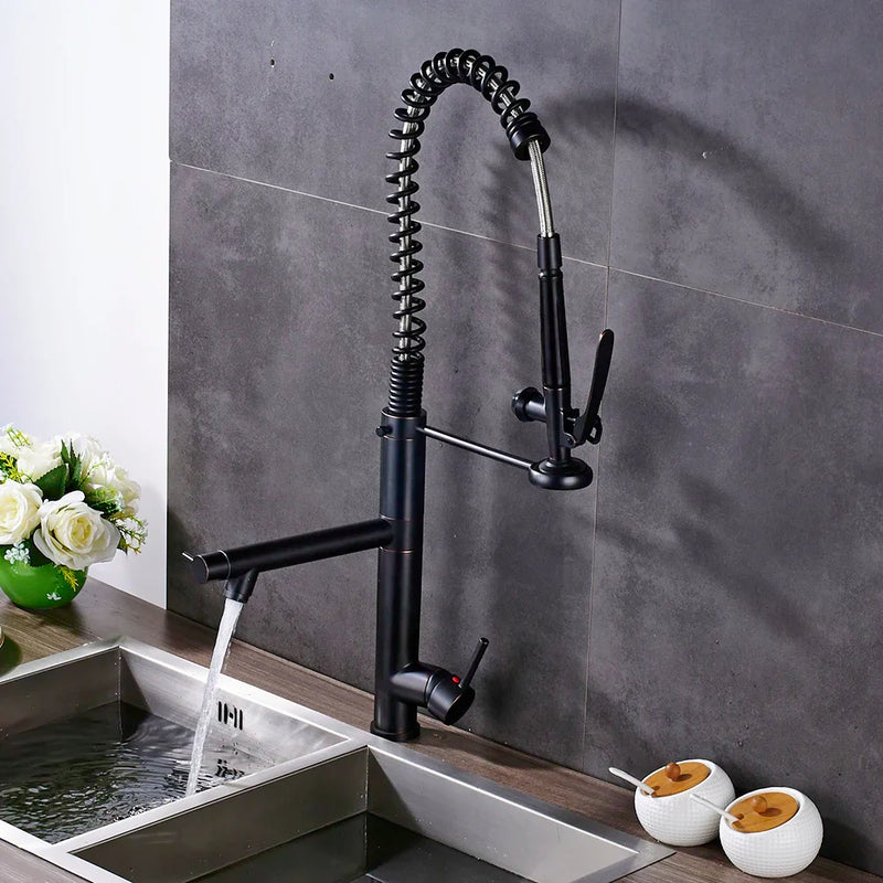 Afralia™ Black Bronze Kitchen Mixer Faucet with 360 Rotation - Single Handle Sink Tap