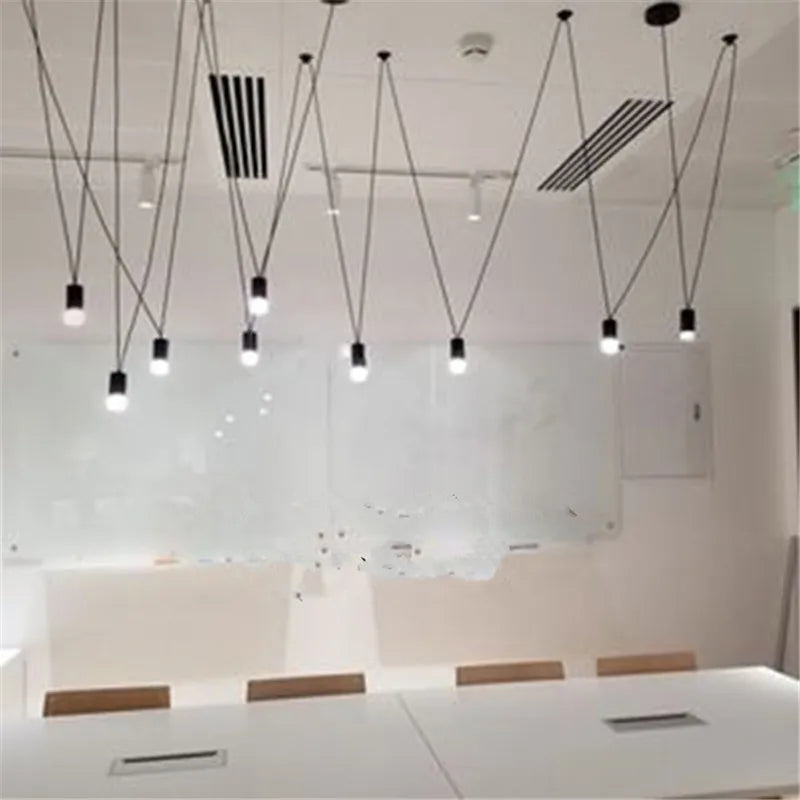 Afralia™ Geometric LED Wire Pendant Chandelier - Industrial Home Decor Spider Lamp