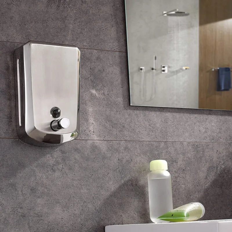 Afralia™ Wall Mount Liquid Soap Dispenser 500ml Modern Bathroom Shower Lotion Shampoo