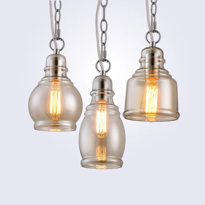 Afralia™ Loft Industrial Chain Pendant Lights Vintage Edison Dinning Room Lamps Glass Shades
