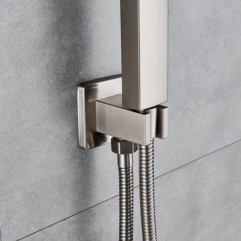 Afralia™ Brushed Nickel Handshower Set with Stainless Steel Hose & Wall Bracket