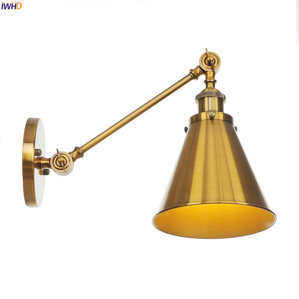 Afralia™ Loft Industrial LED Wall Light Swing Arm Antique Sconces