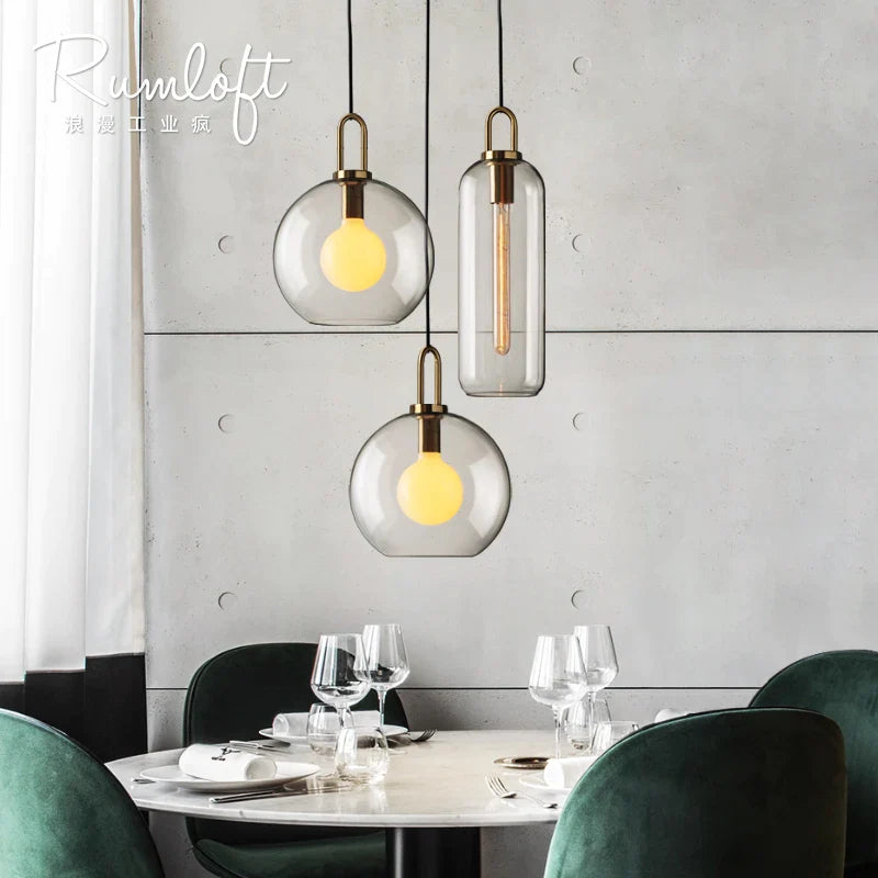 Afralia™ Glass Ball Pendant Lights for Living Room, Dining Room, Bar - Luxury Industrial Style