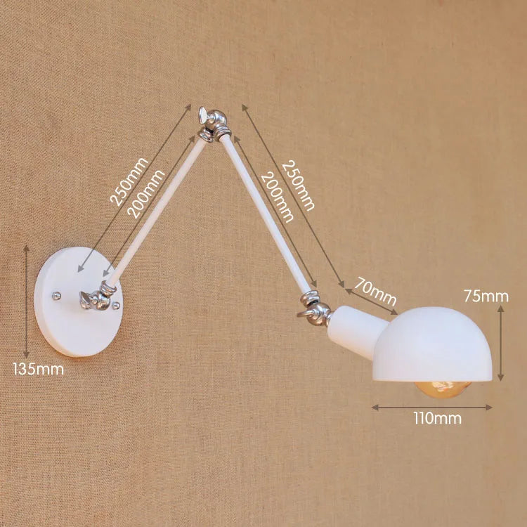 Afralia™ Golden Vintage LED Swing Arm Wall Sconce Industrial Style