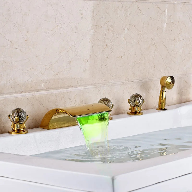 Afralia™ LED Waterfall Bath Tub Faucet with Handshower