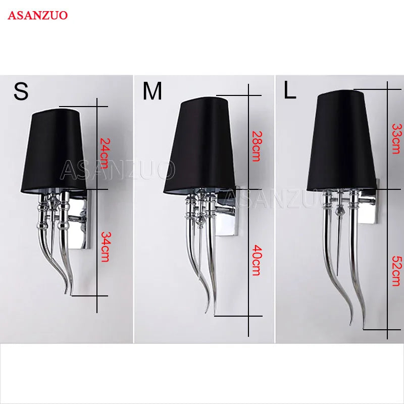 Afralia™ Iron Claw Horn Wall Sconce with Cloth Lampshade for Bedroom and Living Room