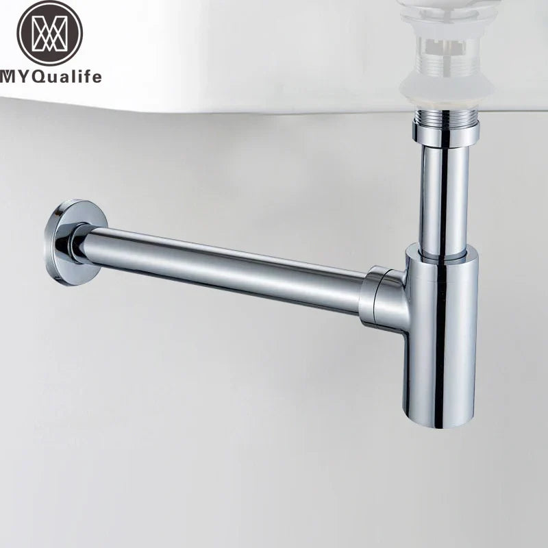 Afralia™ Brass Basin Tap Siphon Kit, Pop Drain Deodorization, Chrome/Black/Bronze