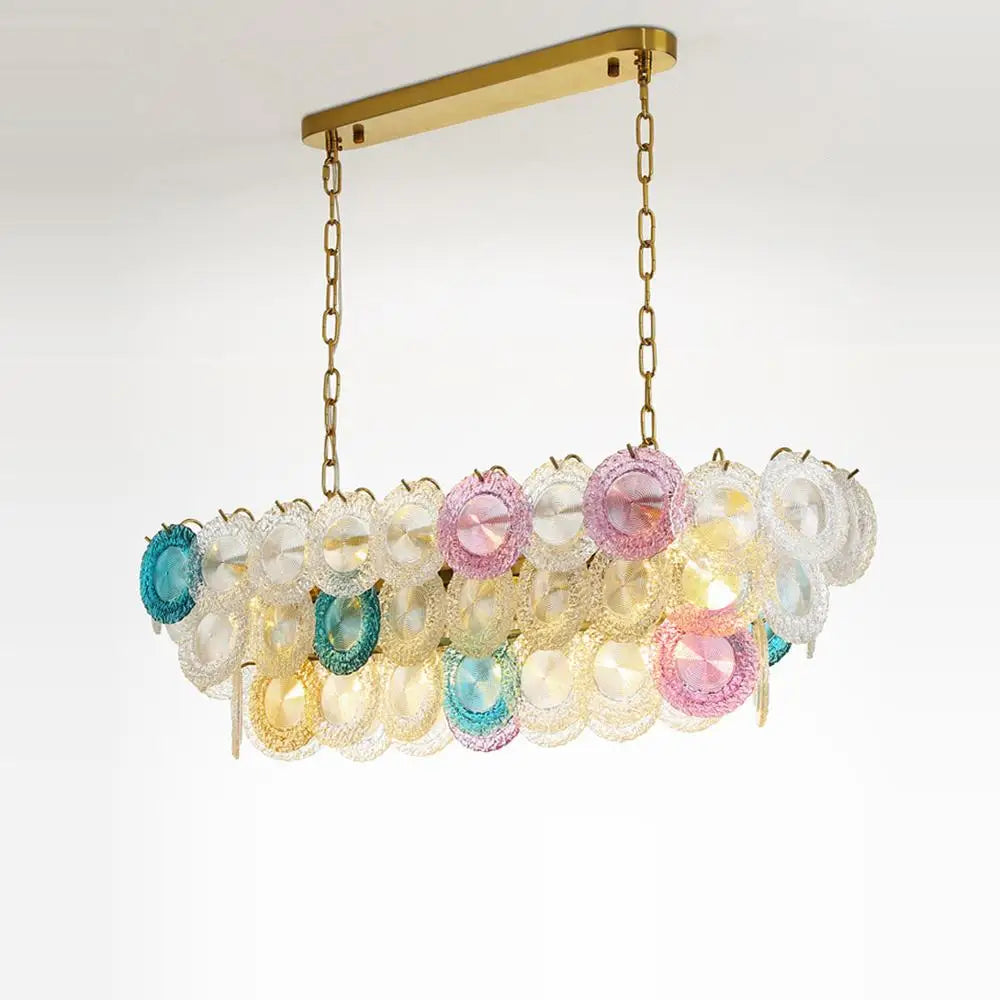 Afralia™ Iron Glass Colorized Chandelier for Foyer - Modern Suspension Lighting