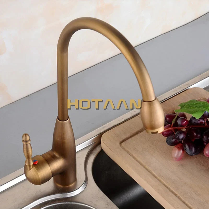 Afralia™ Antique Brass Swivel Basin Mixer Tap - Kitchen & Bathroom Faucet