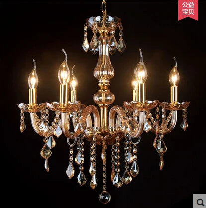 Afralia™ Champagne Gold Crystal Bedroom Chandelier | 6/8 Arms Pendant Lighting