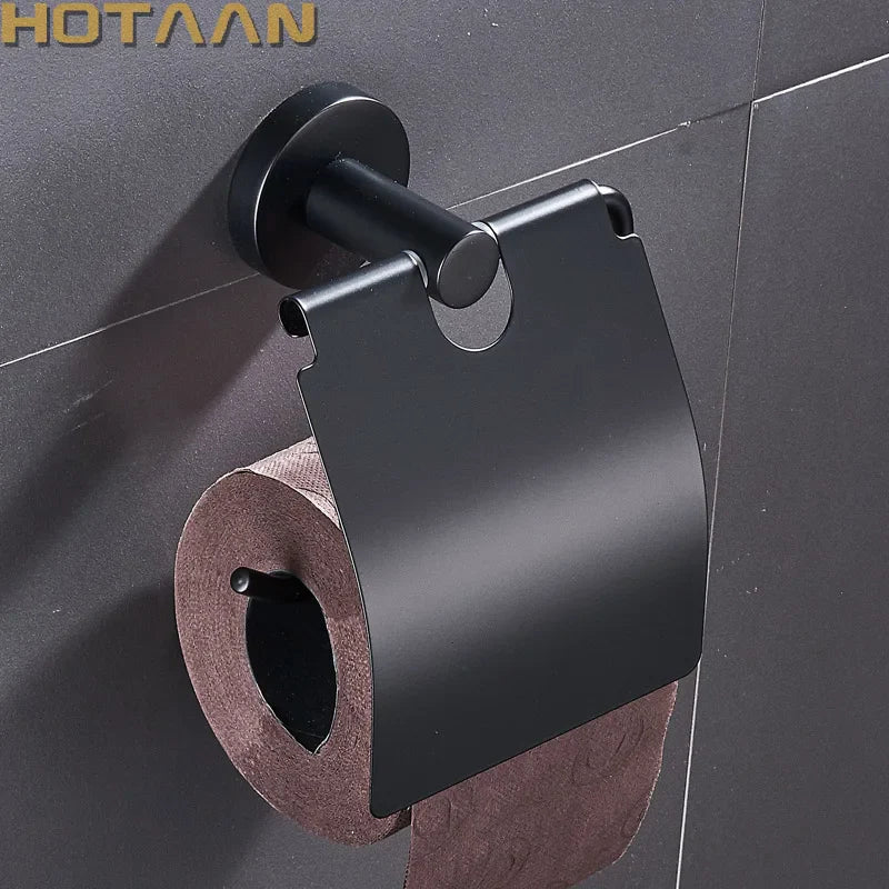 Afralia™ Stainless Steel Towel Dispenser Toilet Paper Holder Black Bathroom Accessories