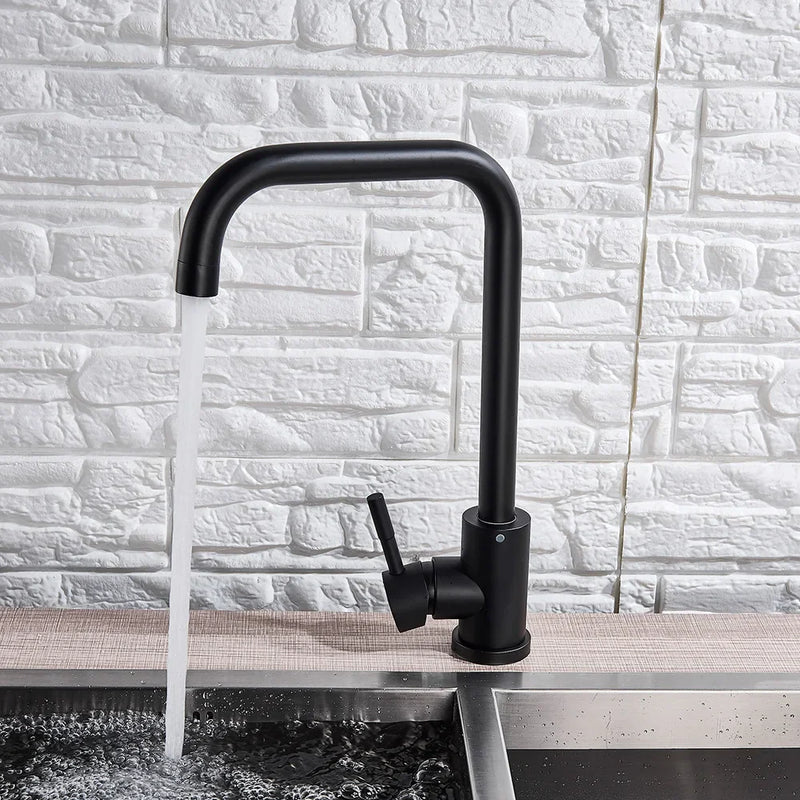 Afralia™ Matte Black Kitchen Faucet with 360° Rotation and Single Handle