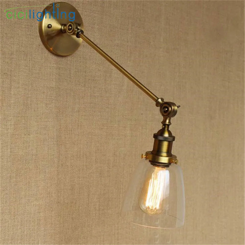 Afralia™ Brass Copper Wall Sconce Glass Wall Lamp