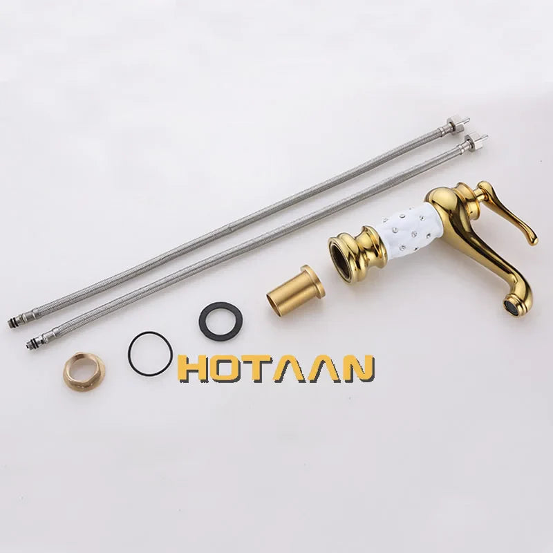 Afralia™ White Brass Bathroom Sink Faucet Hot Cold Mixer Tap Single Handle