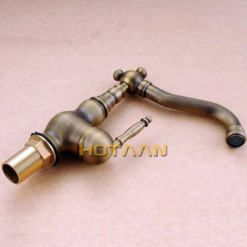 Afralia™ Antique Brass Basin Faucet, Bathroom Mixer Tap, Basin Faucet YT-5047