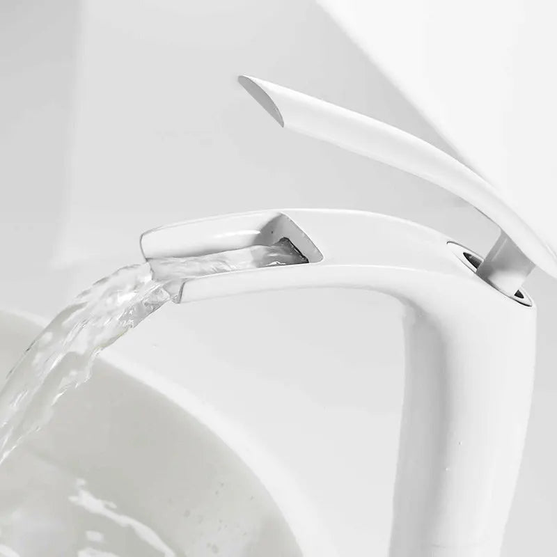Black & White Afralia™ Solid Brass Waterfall Basin Faucet for Stylish Bathroom Sink