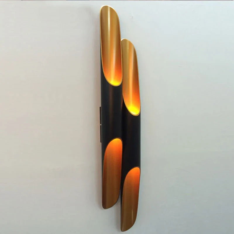 Afralia™ Black Gold Aluminum Tube Wall Sconce for Bedroom Living Room Decor