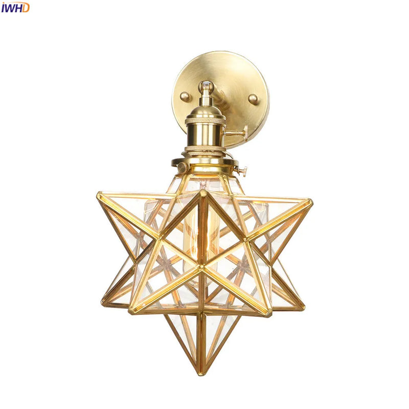 Afralia™ Vintage Copper Wall Lamp with Star Glass | Nordic LED Wall Lights Fixtures