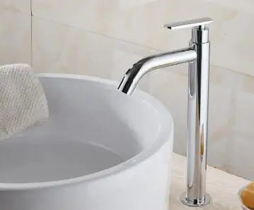 Afralia™ Tall Chrome Basin Faucet Single Cold Bathroom Sink Mixer Brass Faucet
