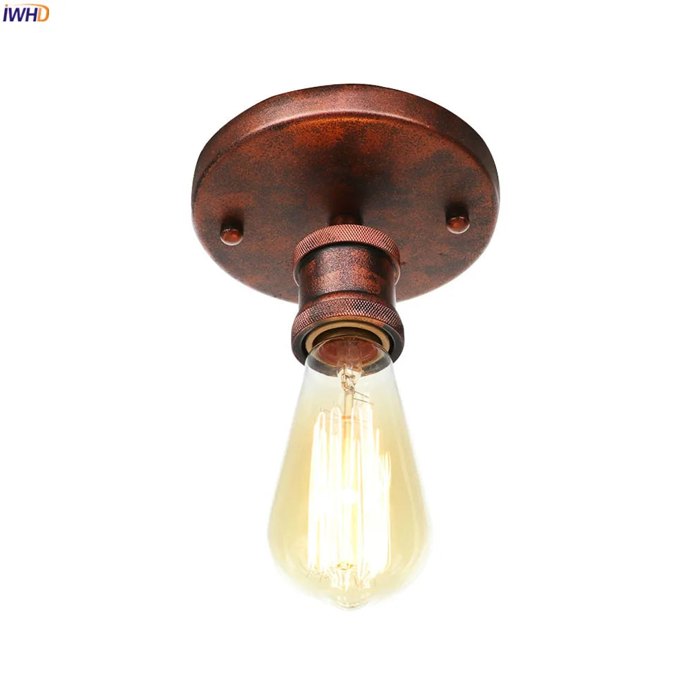 Afralia™ Retro Industrial Ceiling Light Fixture Kitchen Porch Loft LED Luminaire