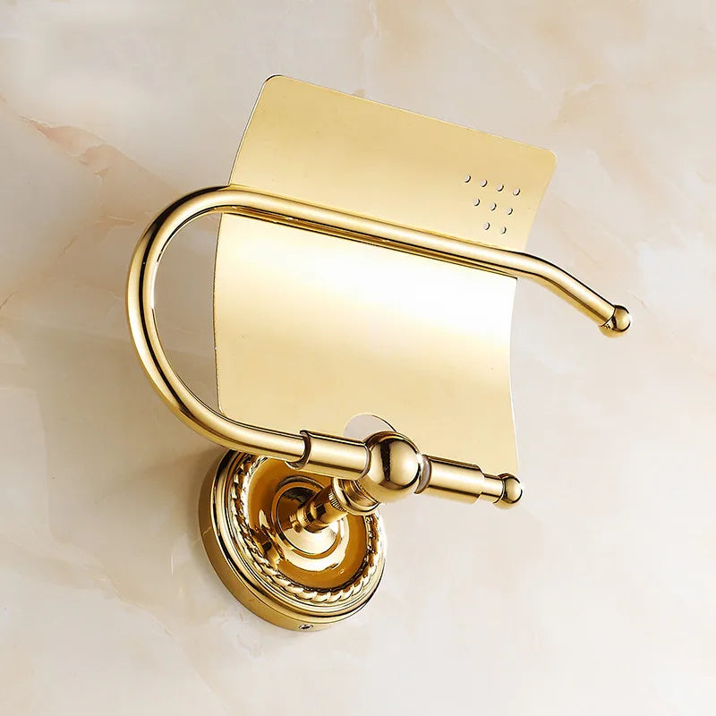 Afralia™ Antique Brass Toilet Paper Holder Wall Mount Bathroom Accessories