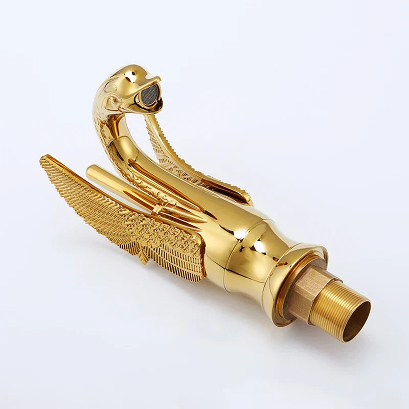 Afralia™ Swan Brass Basin Faucet: Luxury Single Hole Basin Mixer Tap for Bathroom