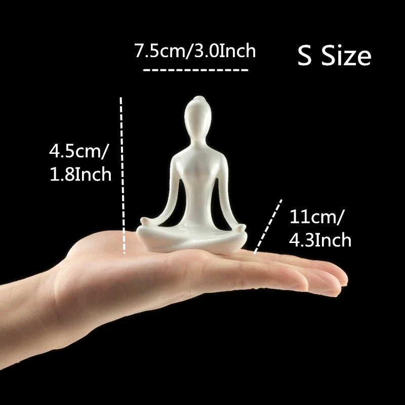 Afralia™ Ceramic Yoga Figurines: Elegant White Abstract Woman Miniatures for Home Decor