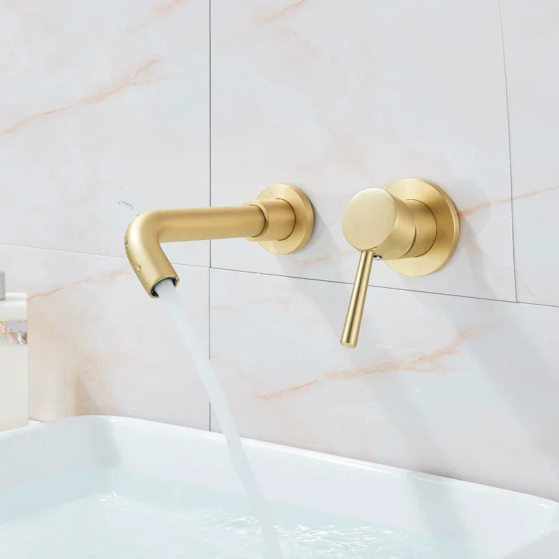 Afralia™ Brass Wall Mount Basin Faucet: Single Handle Vessel Sink Mixer Tap