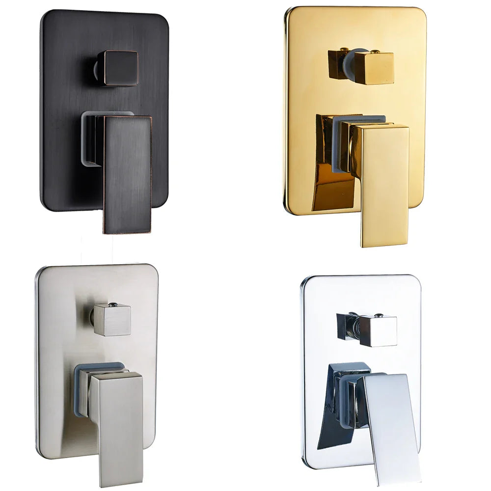 Afralia™ Golden Chrome Rain Shower Faucet Set with 3-Way Mixer Valve