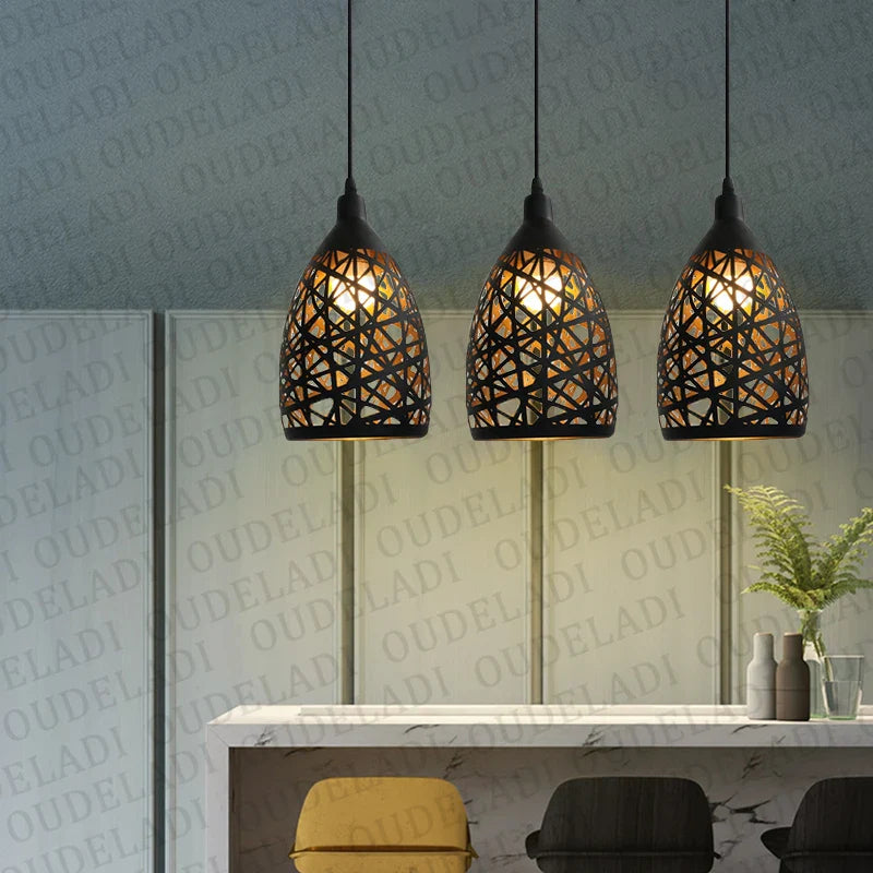 Afralia™ Iron Cage Pendant Light - 12W LED, Modern Design for Living Room, Restaurant, Shop