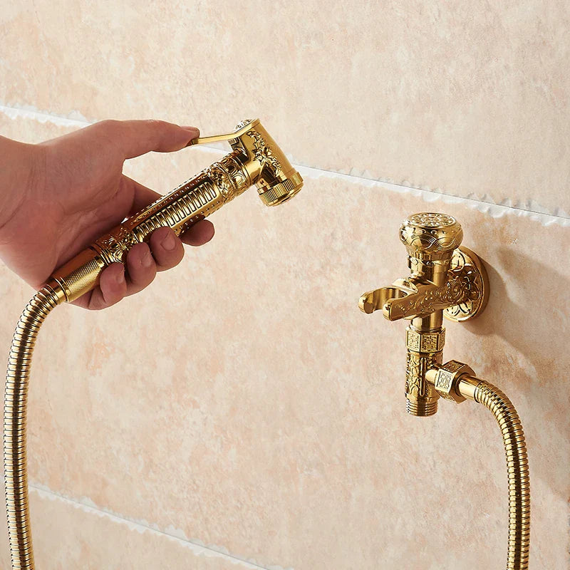 Afralia™ Brass Wall Mounted Bidet Faucet Handheld Hygienic Shower Spray Head