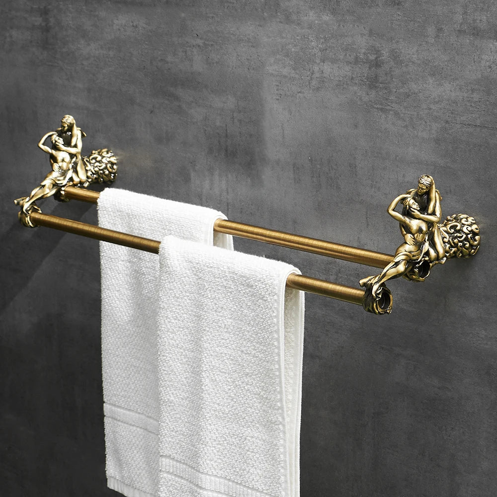 Afralia™ Romantic Bathroom Hardware Set: Towel Ring, Robe Hook, Toilet Paper Holder, Towel Bar