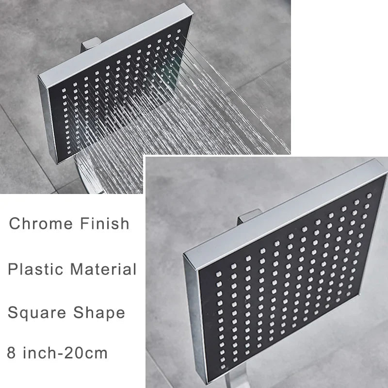 Afralia™ Matte Black Shower Faucet Set with 8" Rainfall Head and Handshower