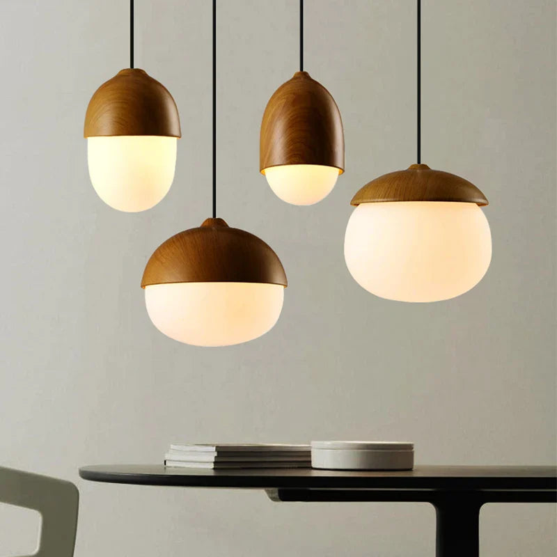 Afralia™ Nordic Nuts Pendant Lamp | Imitation Wood Design | E27 Bulb | Creative Lighting