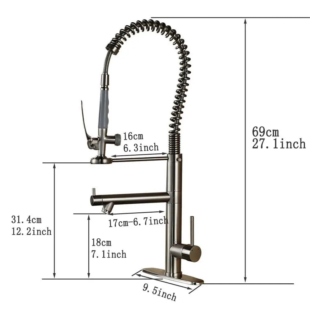 Afralia™ Pre Rinse Spring Kitchen Faucet with Sprayer Black Bronze
