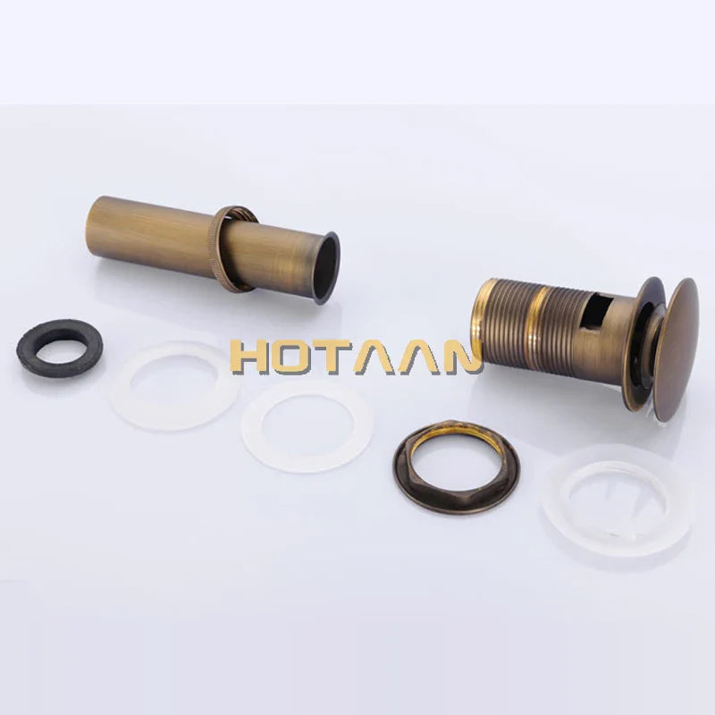 Afralia™ Brass Pop Up Sink Drain - Antique Brass Gold Black Bathroom Basin Waste