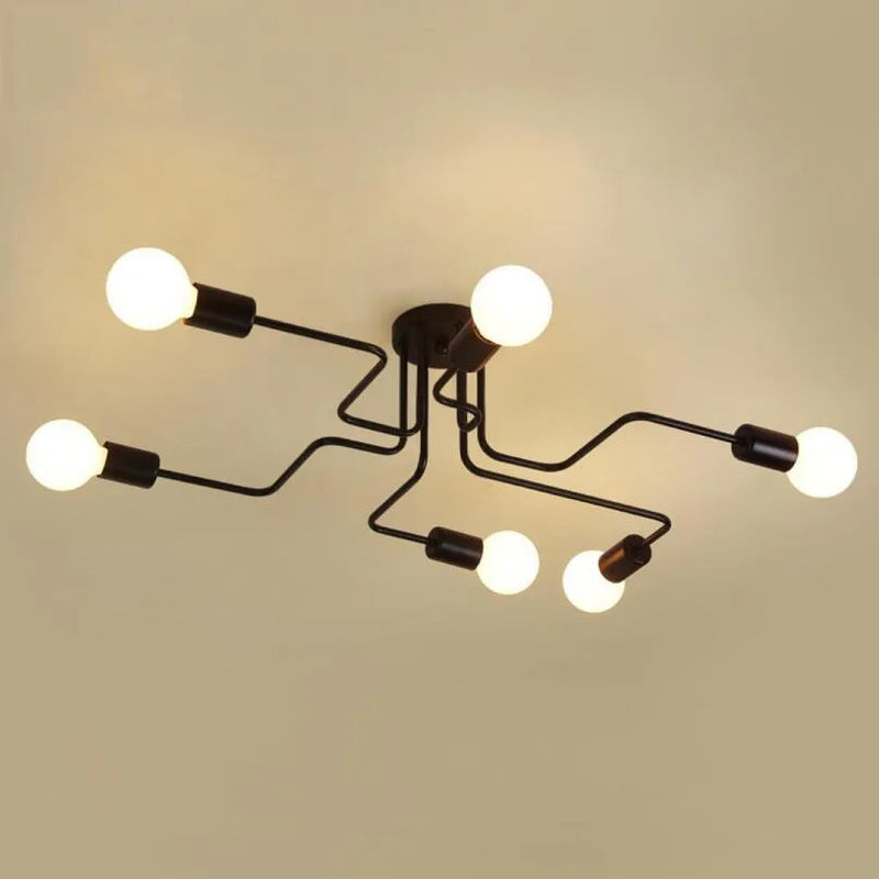 Afralia™ Vintage Wrought Iron Ceiling Light for Living Room Home Lighting E27