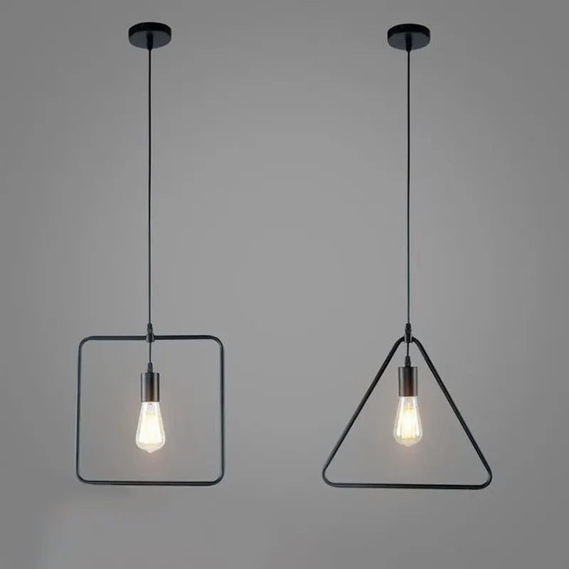 Afralia™ Geometric Metal Wire Pendant Lamps for Kitchen and Bar Lighting