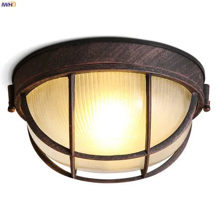 Afralia™ Vintage Retro LED Kitchen Ceiling Light Fixture - Round American Country Style