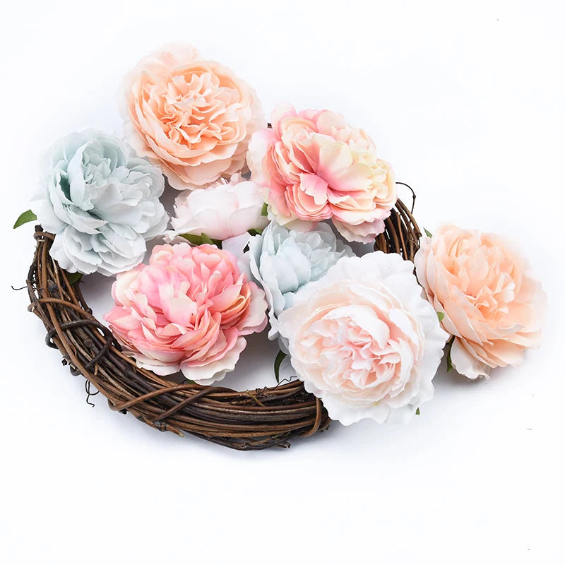 Afralia™ Silk Peony Bridal Accessories 10pcs Artificial Plants Wedding Decor Flowerpot Blooms