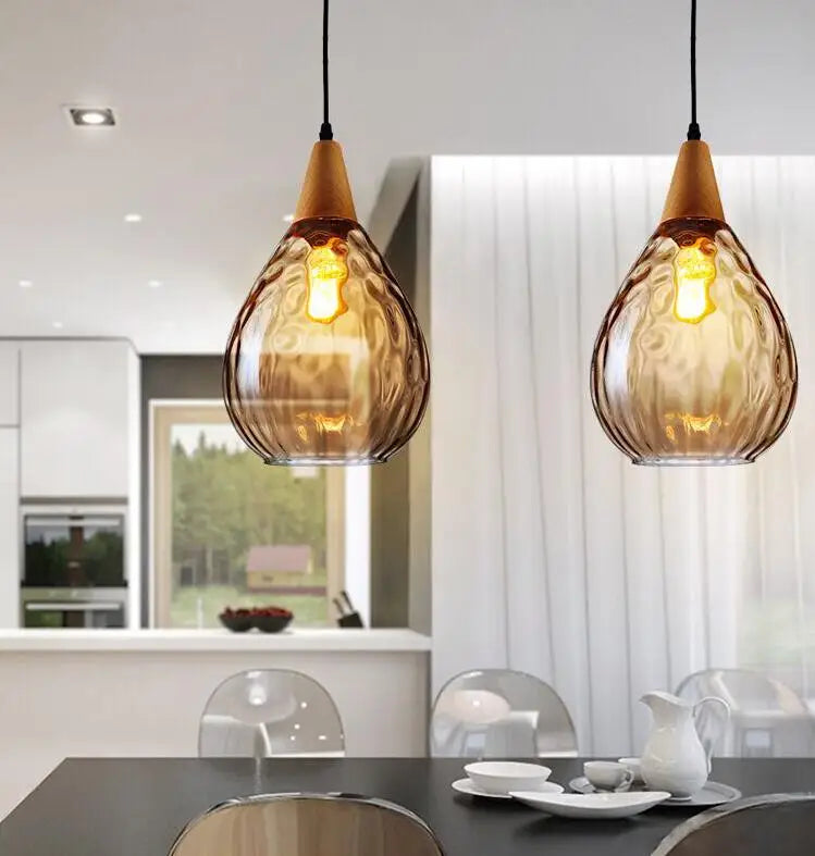 Afralia™ Nordic Glass LED Pendant Lamp Dinning Living Room Lights Vintage Hanging Light Fixtures