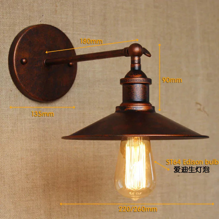 Afralia™ Retro Loft Vintage Wall Lamp Gold Shade Industrial Sconce Fixtures