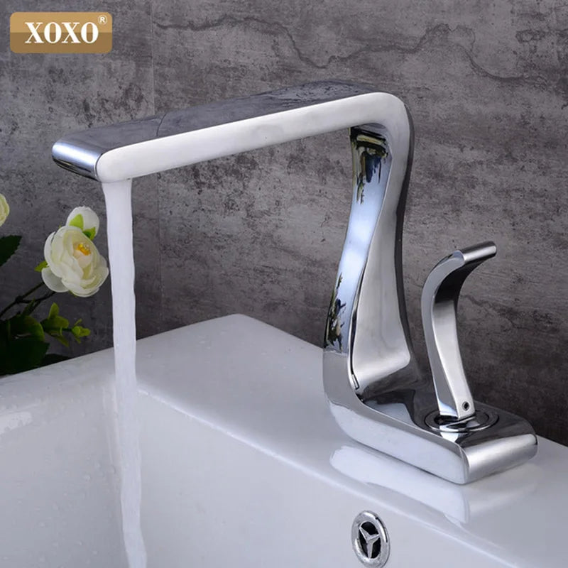 Afralia™ Black Brass Single Handle Basin Faucet, Deck Mounted Bathroom Sink Mixer