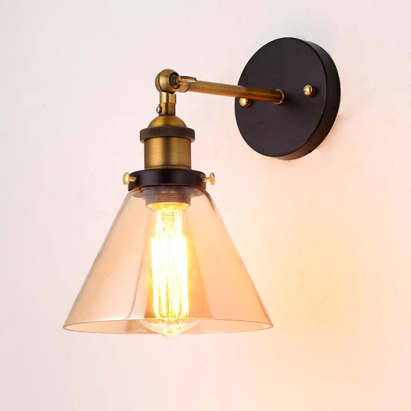 Afralia™ Vintage Industrial Edison Wall Lights, Copper Finish, Clear Glass Lampshade